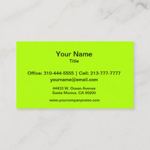 Fluorescent Green Solid Color Business Card