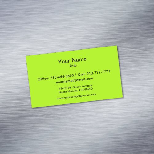 Fluorescent Green Solid Color Business Card Magnet