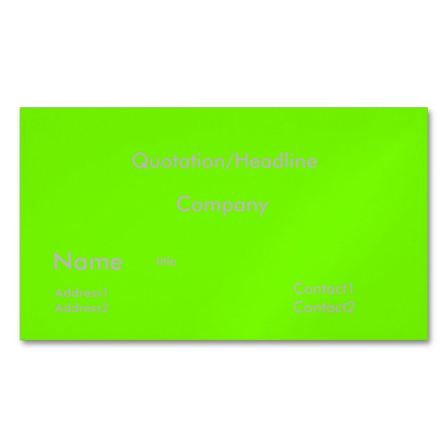 fluorescent green - solid color business card magnet (Front)