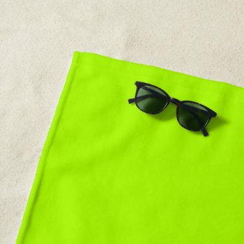 Fluorescent Green Solid Color Customize It Beach Towel by SimplyColor at Zazzle