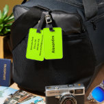 Fluorescent Green Solid Color Luggage Tag at Zazzle