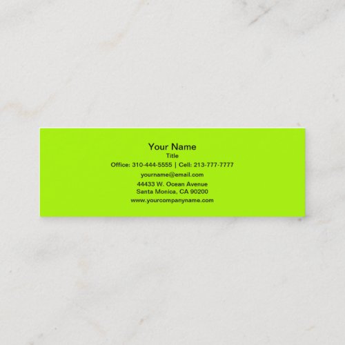 Fluorescent Green Solid Color Mini Business Card
