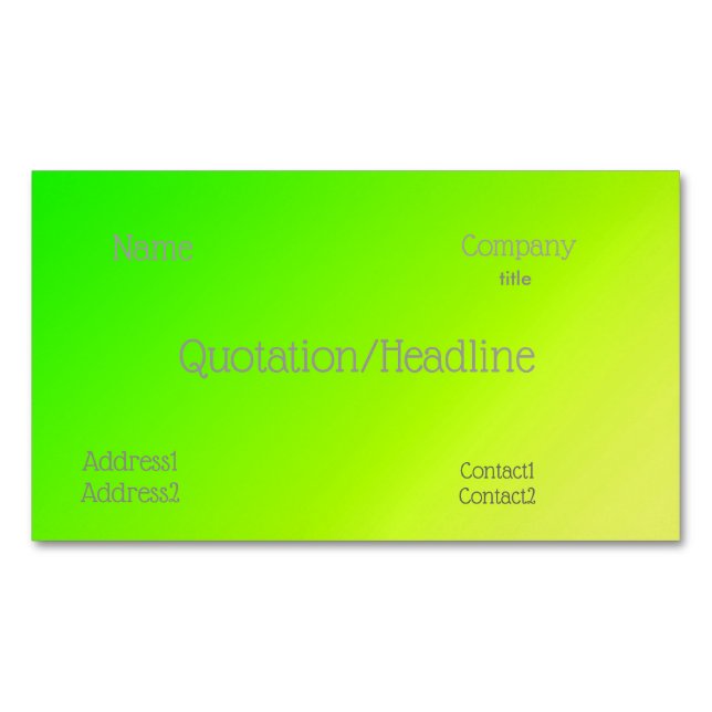 fluorescent green-yellow gradient business card magnet (Front)
