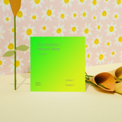 fluorescent green_yellow gradient square business card