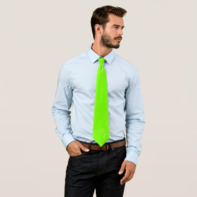 Fluorescent  green  - your monograms neck tie (In Situ)
