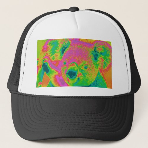 fluorescent koala bears trucker hat