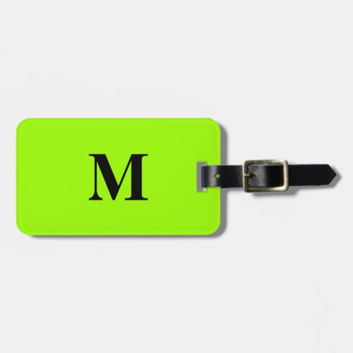 Fluorescent Lime Green Colorful Monograms Name Luggage Tag