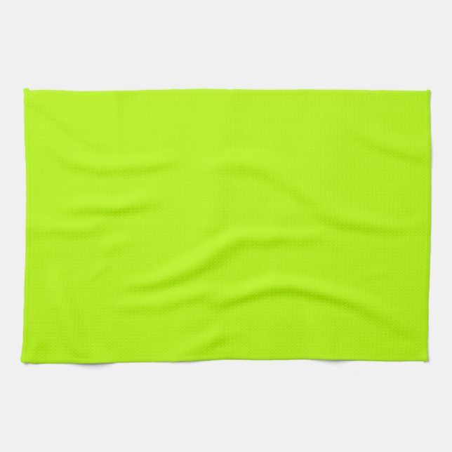 Fluorescent Lime Green Neon Yellow Personalized Kitchen Towel (Horizontal)