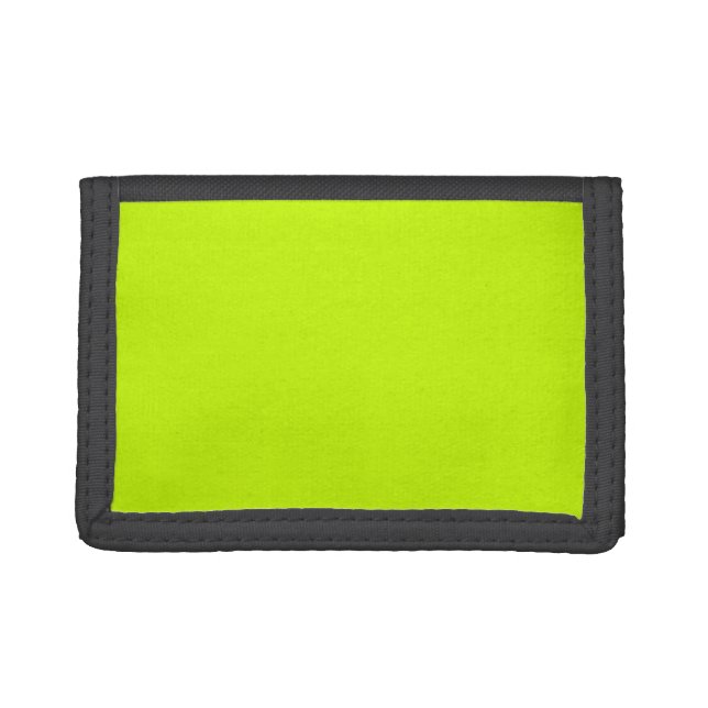 Fluorescent Lime Green Neon Yellow Personalized Tri-fold Wallet (Front)