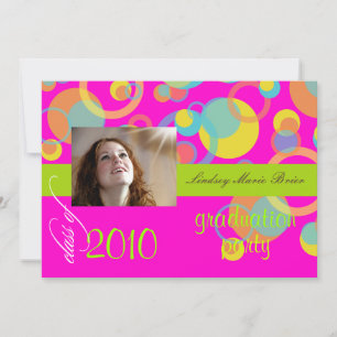 Fluorescent Mod Bubbles/hot pink/orange/lime Invitation