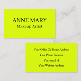 Fluorescent Neon Chartreuse Yellow Bright Colorful Business Card