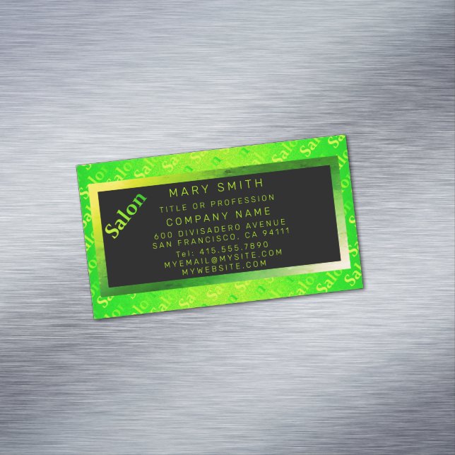 Fluorescent Neon Elegant Business Card Magnet (In Situ)