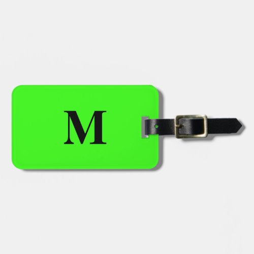 Fluorescent Neon Green Colorful Monograms Name Luggage Tag