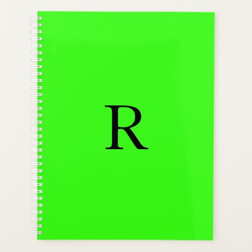 Fluorescent Neon Green Name Monograms Gift Favor Planner