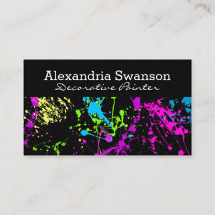 Fluorescent Neon Paint Splatter Artist Colorful Business Card