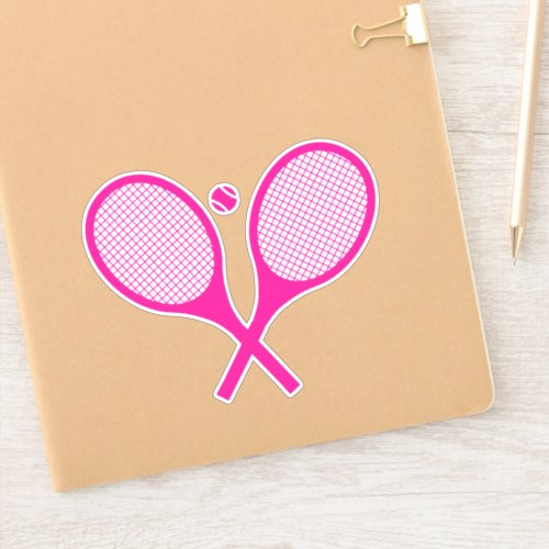 Fluorescent Neon Pink Tennis Racquets Ball  Sticker