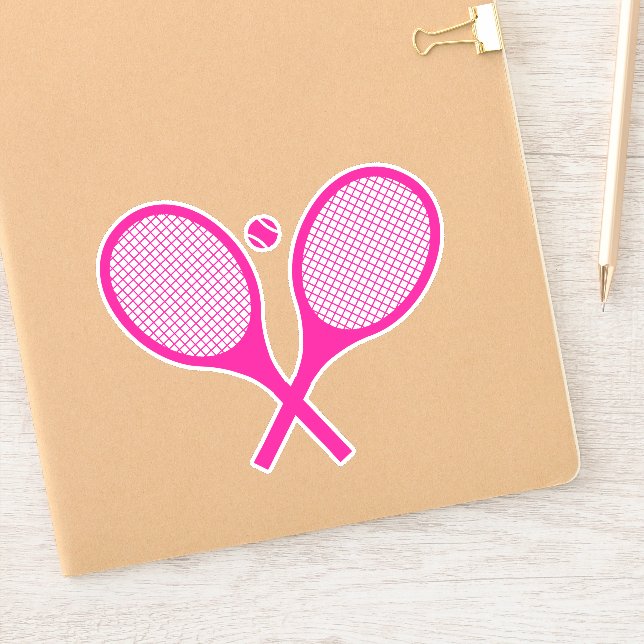 Fluorescent Neon Pink Tennis Racquets Ball  Sticker (Notebook)