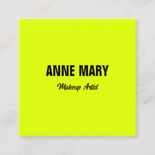 Fluorescent Neon Yellow Black Bright Colorful Square Business Card