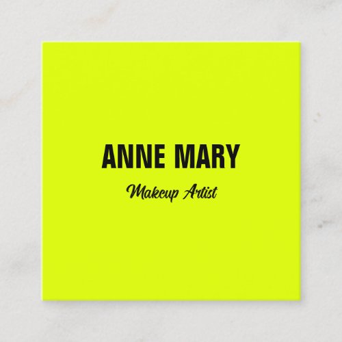 Fluorescent Neon Yellow Black Bright Colorful Square Business Card