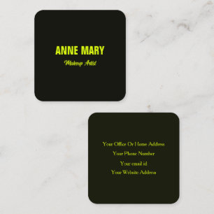 Fluorescent Neon Yellow Green Black Colorful Cool Square Business Card