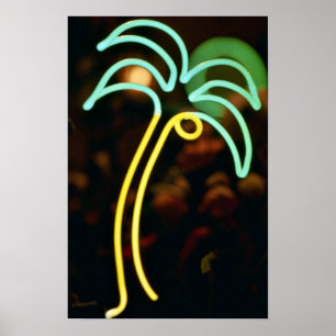 Fluorescent palm tree at Seafair, Dania, Florida, Poster