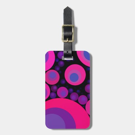 Fluorescent Pink Circle Mosaic Luggage Tag