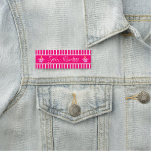 Fluorescent Pink Easy Read Volunteer Name Tag