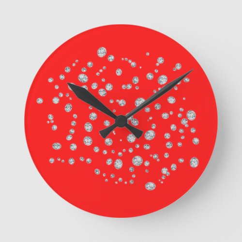 Fluorescent Red Crystal Wall Clock