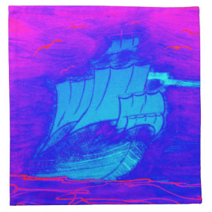 fluorescent sailboat 1 cloth napkin