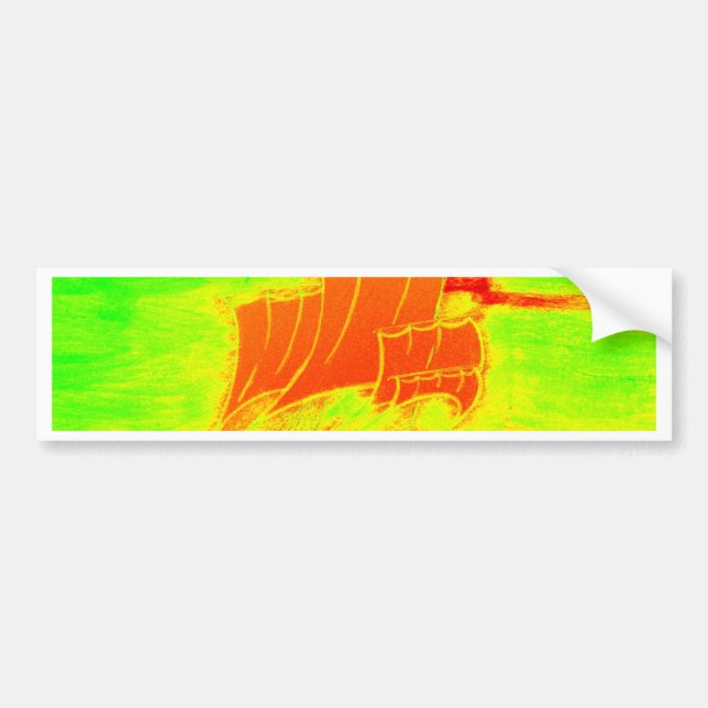 fluorescent sailboat bumper sticker (Front)