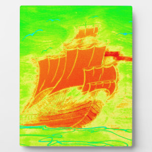 fluorescent sailboat plaque