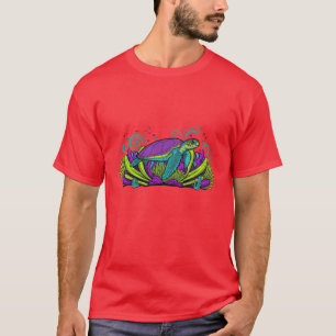 Fluorescent Seaurtle Neon Coral Dream Scene friend T-Shirt