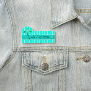 Fluorescent Teal Easy Read Name Tag