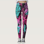 Fluorescent tropical palm leaves leggings<br><div class="desc">Fluorescent tropical palm leaves</div>