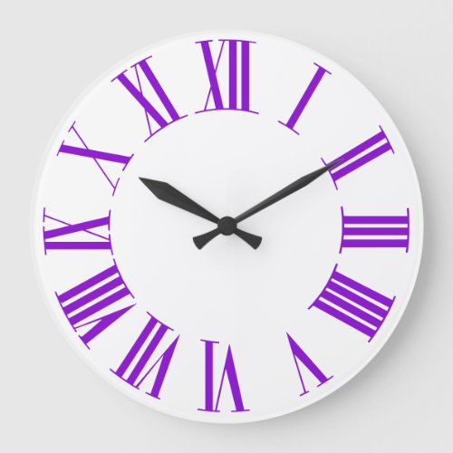 Fluorescent Violet Purple Roman Numeros DIY Color Large Clock