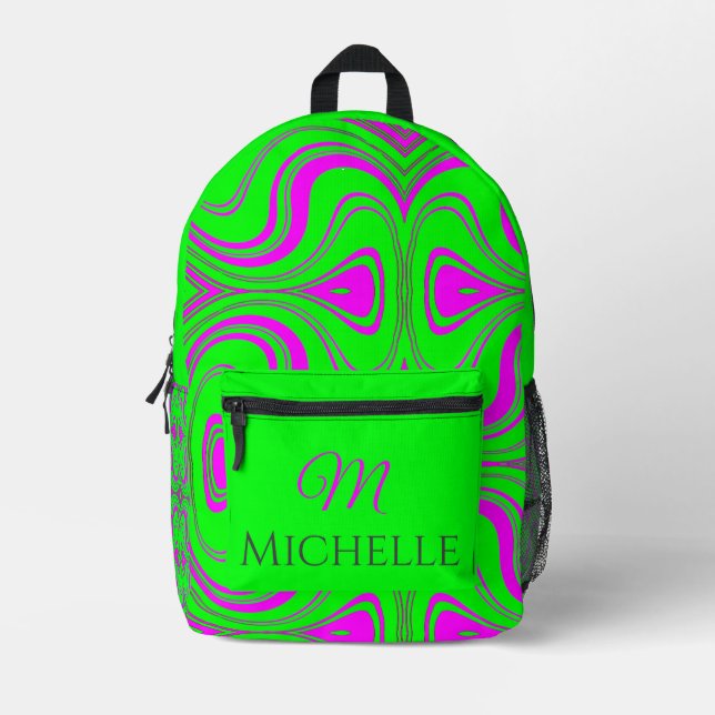  Fluorescent Waves & Fusions  Printed Backpack (Front)