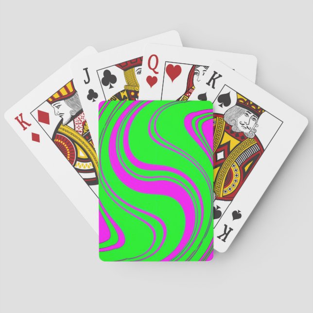 fluorescent  waves modern pattern  poker cards (Back)