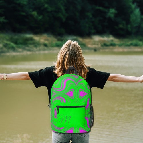 fluorescent  waves  _  monogrammed printed backpack