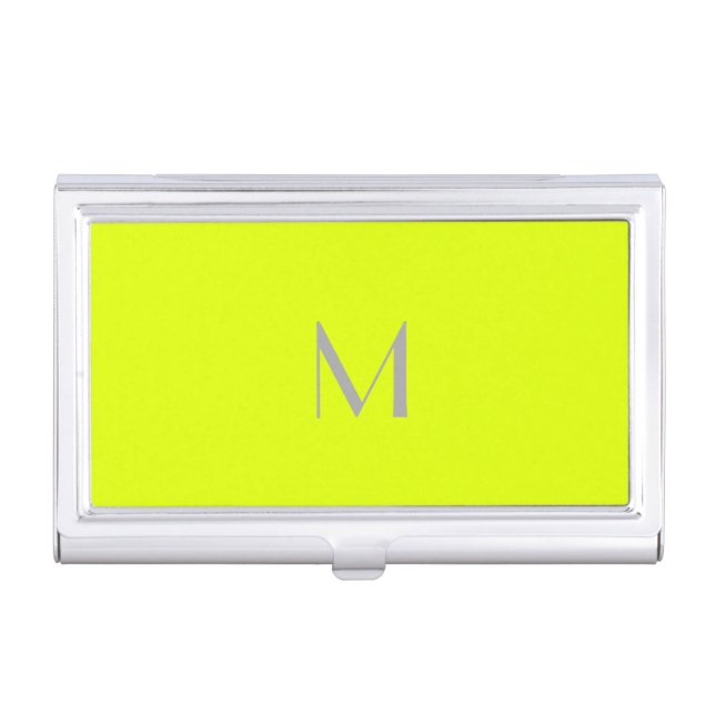 fluorescent yellow - add monogram  business card case (Front)