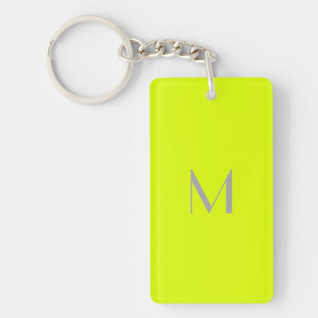 fluorescent yellow - add monogram   keychain (Front)