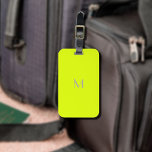 fluorescent yellow - add monogram luggage tag<br><div class="desc">Luggage Tags with fluorescent yellow solid color background and gray font .Simple and trendy design by Alma Wad .Personalize it with your monogram now ..
____________
 Yellow is  associated with the sign of Gemini in the Western astrology . You  can consider this when choosing your color .</div>