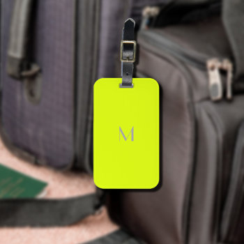 Fluorescent Yellow - Add Monogram Luggage Tag by almawad at Zazzle