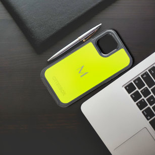 fluorescent yellow - add monogram OtterBox symmetry iPhone 12 pro case