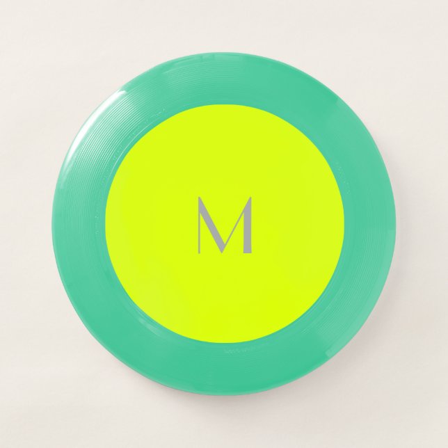fluorescent yellow - add monogram   Wham-O frisbee (Front)