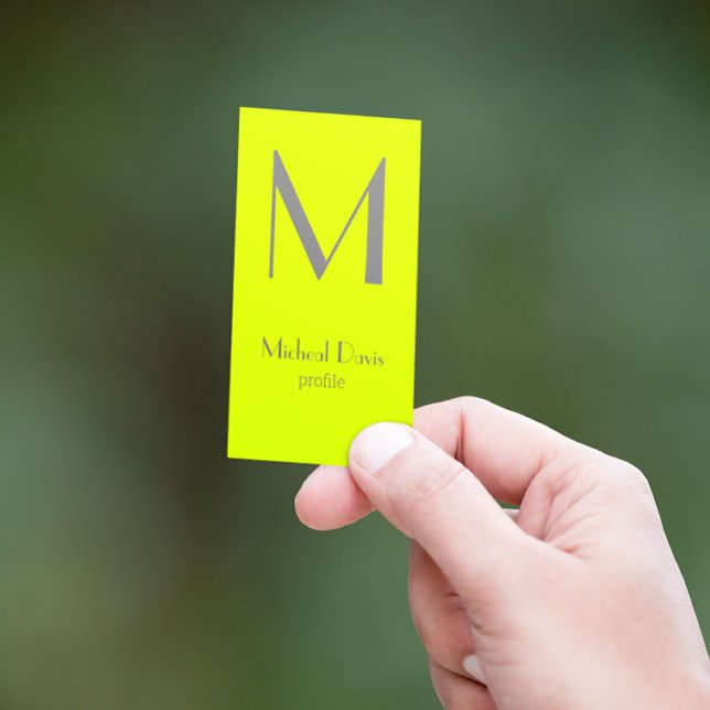 fluorescent yellow - bold monogram business card (Creator Uploaded)