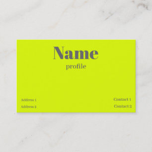 fluorescent yellow bold name business card