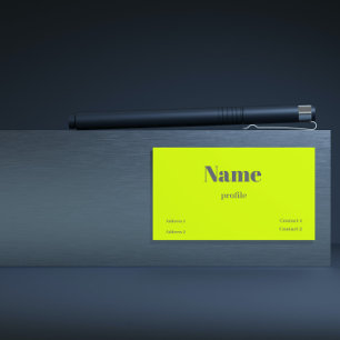 fluorescent yellow bold name business card