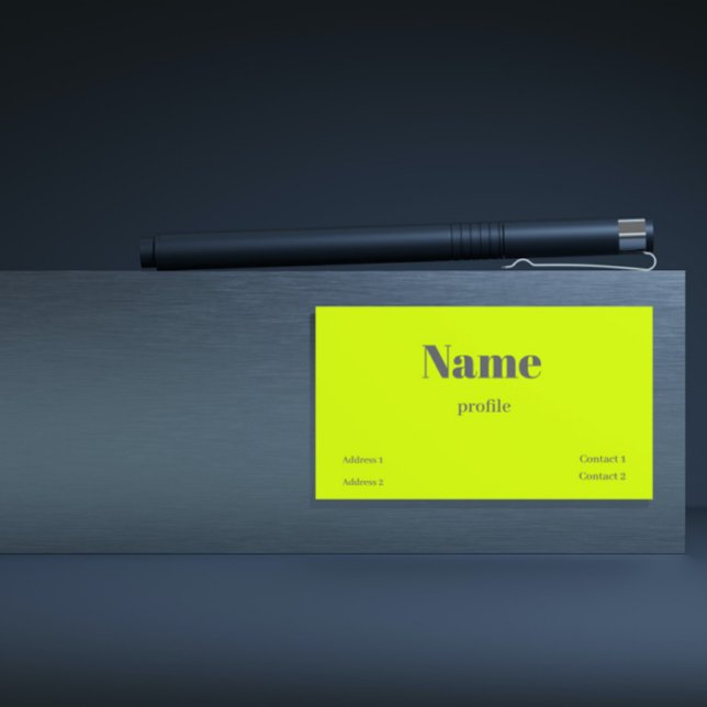 fluorescent yellow  bold name business card (Creator Uploaded)