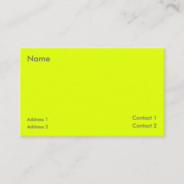fluorescent yellow business card (Front)