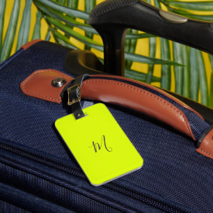 fluorescent yellow - chic monogram luggage tag